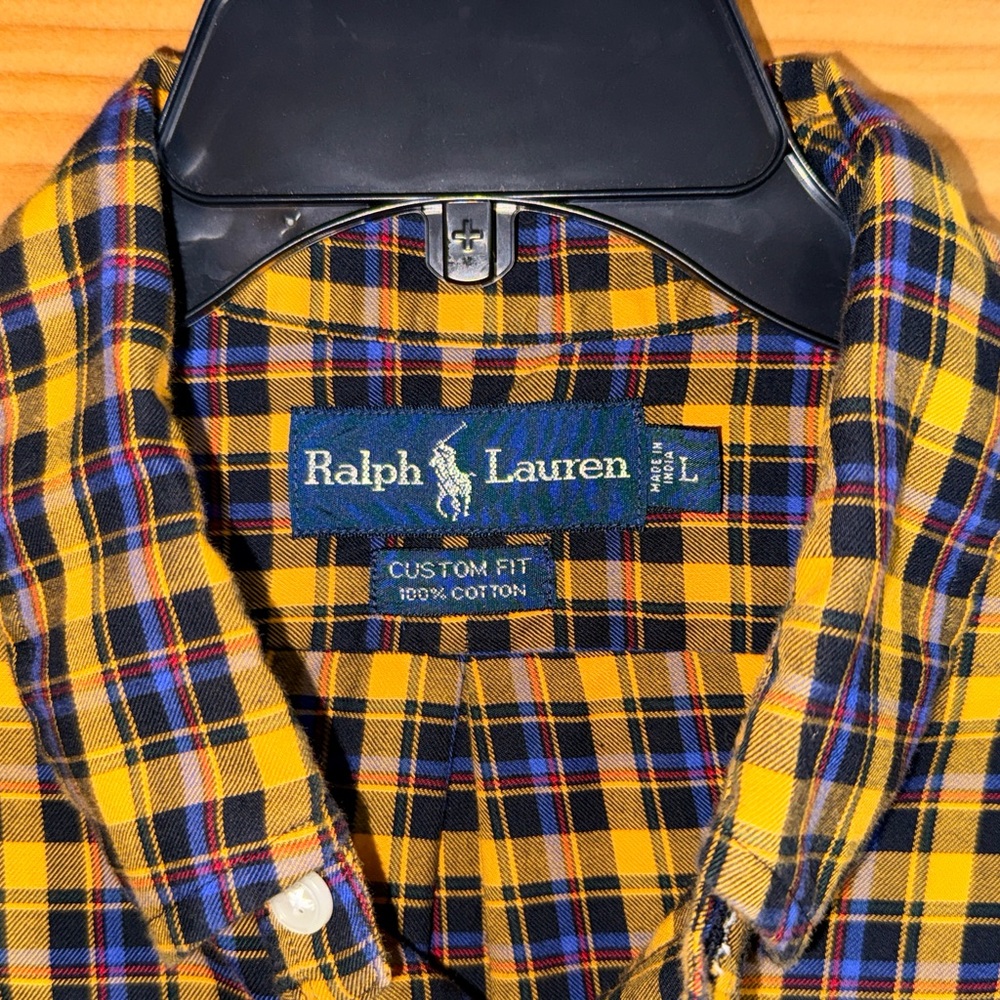Ralph Lauren Men's Checkered Shirt in Yellow and Navy-L-EUC - Picture 2 of 11